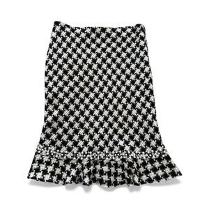 I.C.E Houndstooth Fishtail Skirt Black White Beaded Pearl Trim Lined Y2K Size 8